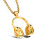 Men's Titanium Steel Earphone Shape Pendant Charm Necklace Hip Hop Accessories - Gold