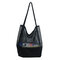 KCASA KC-0781 Large Shopping Storage Bag Durable Canvas Travel Beach Tote Shoulder Bag - Black