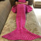 180x90cm Adult Mermaid Tail Blanket Crochet Mermaid Blankets Seasons Warm Soft Handmade Sleeping Bag Best Birthday Christmas Gift For Kids Teens Adult - Rose Red