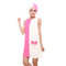Flannel Soft Absorbent Skirts Salon Bathrobe Women SPA Bath Towel With Hair Dry Cap - Rose&White