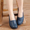 Women Leather Pure Color Casual Outdoor Soft Flat Loafers - Blue