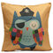 Cute Cartoon Animals Cotton Linen Throw Pillow Case Home Sofa Car Office Cushion Cover - D