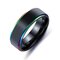 Black Simple Style Colorful Plating Stainless Steel Fiber Drawing High Polished Men's Ring Gift - Colorful