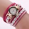 Fashionable Multilayer Wrist Watch Bling Rhinestone Round Dial Bracelet Women Watch - Rose