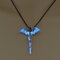Vintage Luminous Sword Dragon Pendant Necklace Punk Halloween Men Jewelry - Blue