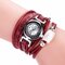 Reloj de pulsera de cuero de cuarzo electrónico de lujo para mujer de moda - Rojo