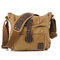 Men Vintage Canvas Crossbody Bag Outdoor Travel Retro Shoulder Bag - Khaki