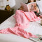 Yarn Knitting Mermaid Tail Blanket Fibers Warm Super Soft Home Office Sleep Bag Bed Mat  - Pink