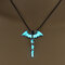Vintage Luminous Sword Dragon Pendant Necklace Punk Halloween Men Jewelry - Light Blue