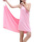Summer Soft Beach Bath Towel Ice Silk Sexy Deep V Wearable Bath Towel Spa Absorbent BathRobe  - Pink