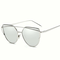 Women UV400 Retro Cat Eye Sunglasses Flat Lens Metal Frame Oversized Mirror Eyewear - #07