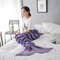 95x195CM Garn Stricken Meerjungfrau Schwanzdecke Wellenstreifen Warm Super Soft Schlafsack Bettmatte - Lila