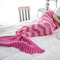 95x195CM Yarn Knitting Mermaid Tail Blanket Wave Stripe Warm Super Soft Sleep Bag Bed Mat - Rose