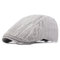 Men Women Cotton Stripe Beret Hat Adjustable Buckle Paper Boy Newsboy Cabbie Golf Gentleman Cap - Light Gray