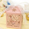 10PCS Heart Pattern Ribbon Laser Cut Hollow Out Wedding Candy Box Gift Chocolate Storage - Pink