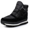 Men's Nylon Tarps Hook Loop Warm Plush Lining High Top Boots - Black