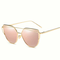 Women UV400 Retro Cat Eye Sunglasses Flat Lens Metal Frame Oversized Mirror Eyewear - #04