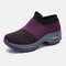 Tamaño grande Mujer al aire libre Zapatos mecedores de malla transpirable con calcetín - púrpura