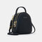 Women Multi-carry Earphone Hole Multi-Layers Crossbody Bag Handbag Backpack - Black
