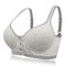 Soft Cotton Front Button Wireless Breathable Maternity T-shirt Nursing Bras - Grey