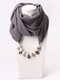 1 Pcs Chiffon Fake Pearl Decor Pendant Sunshade Keep Warm Scarf Necklace - Dark Gray
