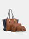 Women Artificial Leather Elegant Large Capacity Bag Set Tote Bag Daily Casual Handbag - Brown