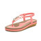 Large Size Women Bohemia Soft Flat Flip Flops Beach Metal Decoration Sandals - Pink