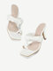 Plus Size Women Sweet Square Clip Toe High Heel Slippers - White