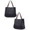 Women Canvas Solid Color Large Capacity Tote Handbag Shoulder Bag - Black