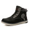 Men Cow Leather Non Slip Warm Lining Outdoor Casual Ankle Boots - Black