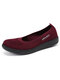 Women Breathable Knitted Soft Sole Slip On Flats Shoes - Red