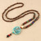 Ethnische blaue Perlen Halskette Long-Style Anhänger Halskette für Damen Männer - 01