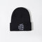 Unisex Anti-social Print Knitted Wool Hat Skull Cap Beanie With Letter - Black