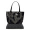 Women Fashion Rhombic Solid Handbag - Black