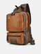 Men Artificial Leather Vintage Large Capacity Crossbody Bag Large Capacity Durable Sling Bag - Brown