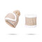 Women Winter Warmer Knitted Face Hat And Neck Collar Scarves Set With Artificial Fur Pompom Hat - Beige