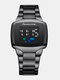 6 Colors Stainless Steel Alloy Men Trendy Business Digital Display Rectangular Dial Waterproof Digital Watches - Black