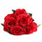 10 प्रमुख कृत्रिम रेशम फूल गुलाब शादी गुलदस्ता पार्टी घर की सजावट - लाल