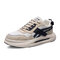 Men Casual Microfiber Leather Sport Running Lace Up Sneakers - Beige