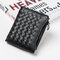 Women PU Weave Wallet Short Wallet Purse Casual Parcel Coin Bag - Black