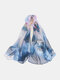 महिला जॉर्जट रमज़ान दोहरे उपयोग वाले पुष्प पैटर्न लंबे पतले स्कार्फ शाल - #01