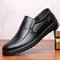 Men Pure Color Soft Sole Slip On Casual Driving Leather Shoes - Black