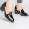 Large Size Almond Toe Solid Color Slip On Elegant Chunky Heel Sandals - Black