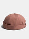 Unisex Cotton Solid Color Fashion Simple All-match Adjustable Brimless Beanie Landlord Caps Skull Caps - Orange