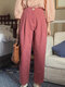 Solid Wide Legged Pleats Casual Pants - Pink
