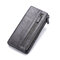 Men PU Leather Solid Long Phone Purse 11 Card Slot Wallet - Gray