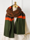 Women Artificial Wool Acrylic Mixed Color Knitted Color-match Thickened Fashion Warmth Scarf - Army Green
