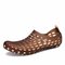 Men Hollow Out Breathable Slip On Beach Outdoor Water Sandals - Brown