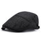 Mens Winter Thicken Warm Cotton Beret Cap Adjustable Vogue Casual Solid Forward Hat - Dark Grey