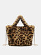 Women Chains Plush Leopard Handbag Crossbody Bag Shoulder Bag - #11
